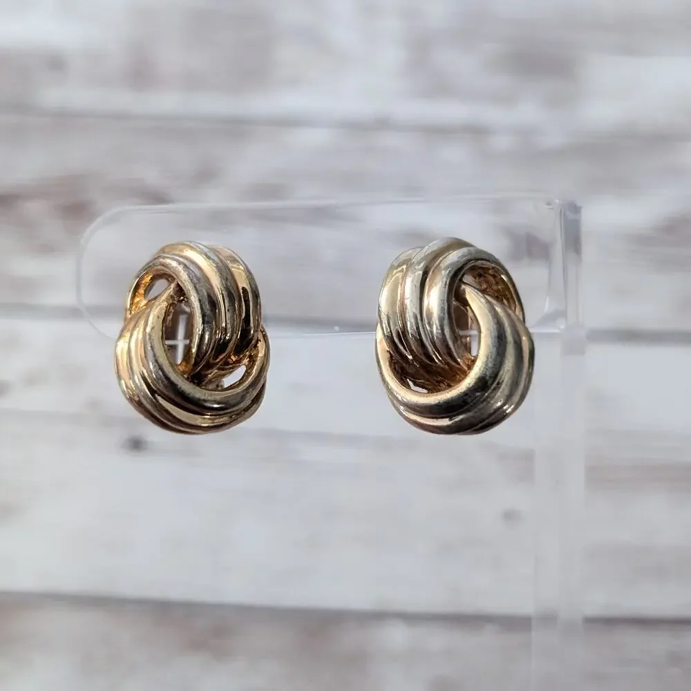 Vintage Clip On Earrings Interlocking Design - Fair Condition